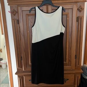 Chaps Asymmetrical Black and White Dress
